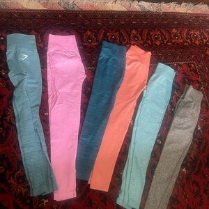 Bundle of gymshark  Leggings Set - Pink, Blue, Orange, Gray